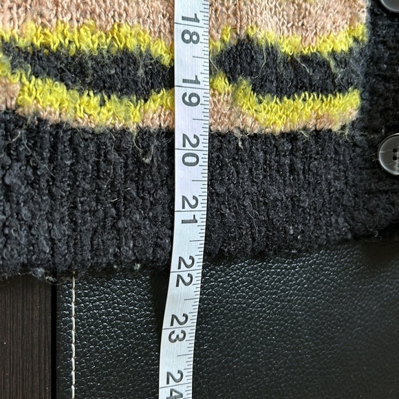 Le Superbe Electric Zebra Cardi Nude Chartreuse Black Wool Sz M - Picture 11 of 11